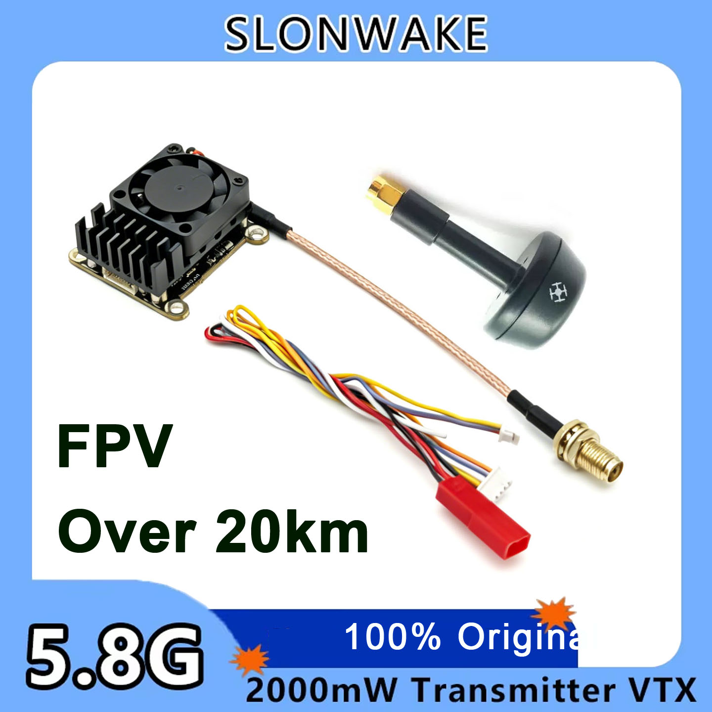 Drone Transmitter - อัปเกรดใหม่ 5.8Ghz 2W ตัวส่งสัญญาณภาพวิดีโอไร้สาย FPV VTX